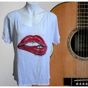 Rock & Roll Hall Of Fame Glam Rock Lips Graphic White Size L